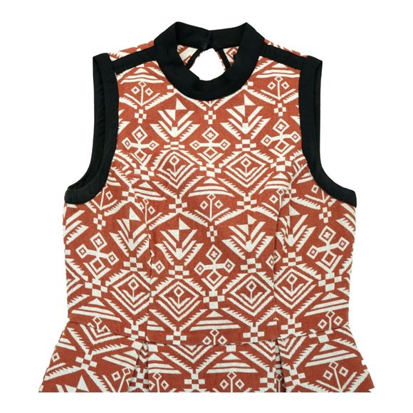 Nameless Contempo Casual Tribal Print Heavy Linen Open Back Woven Dress Sz Small - Picture 3 of 6